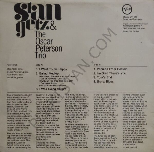 Stan Getz And The Oscar Peterson Trio – Stan Getz And The Oscar Peterson Trio LP PLAK