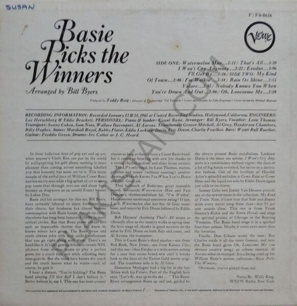 Count Basie Orchestra – Basie Picks The Winners LP PLAK