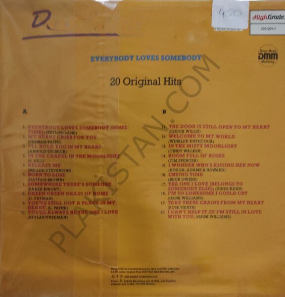 Dean Martin ‎– Everybody Loves Somebody - 20 Original Hits LP PLAK