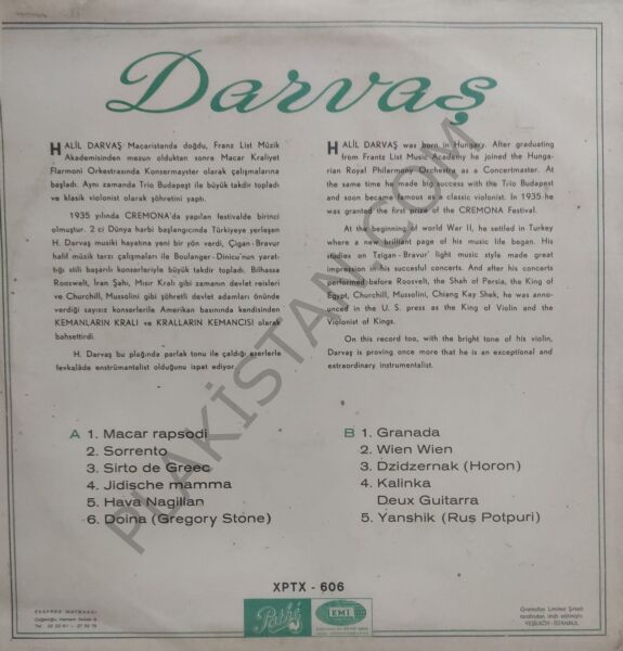 Halil Darvaş Macar Halk Şarkıları ve Potpurileri LP