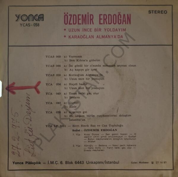 Özdemir Erdoğan - Uzun ince bir yoldayım 45 LİK PLAK