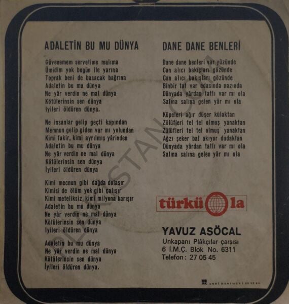 Selda Adaletin Bu mu Dünya 45 LİK PLAK