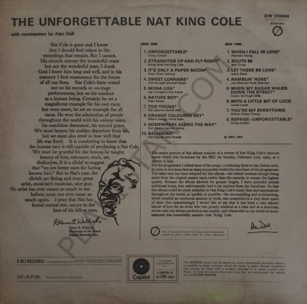Nat King Cole – The Unforgettable LP PLAK