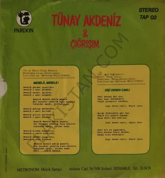 Tünay Akdeniz & Çığrışım Mesela mesele 45 LİK PLAK