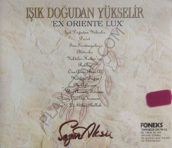 Sezen Aksu – Işık Doğudan Yükselir 'Ex Oriente Lux CD