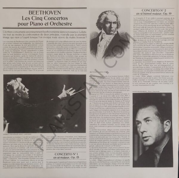 BEETHOVEN LES 5 CONCERTOS POUR PİANO 3 LP PLAK