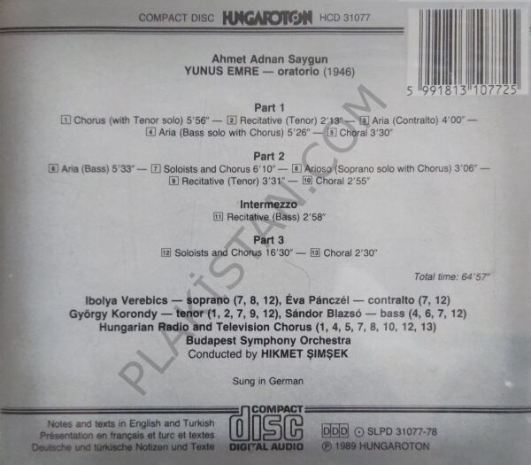 A. Adnan Saygun - Yunus Emre Oratorio CD