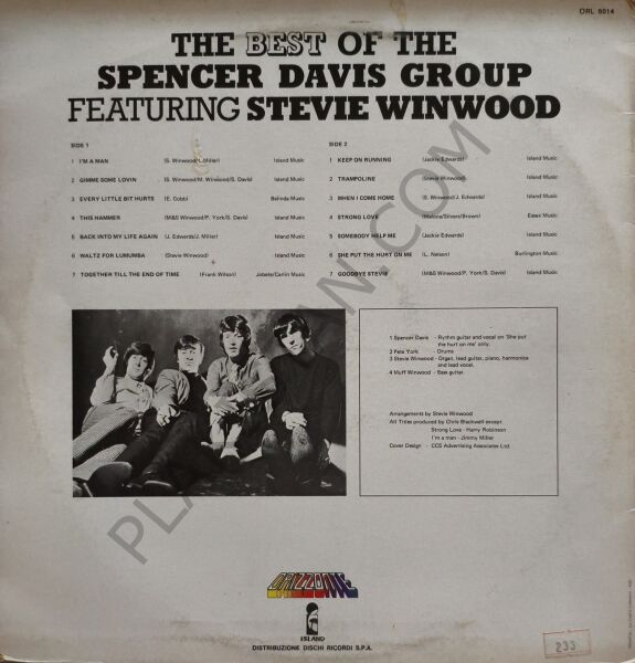 The Best Of The Spencer Davis Group Featuring Steve Winwood LP PLAK