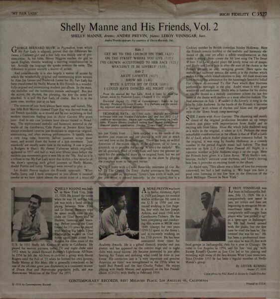 Shelly Manne & His Friends – Modern Jazz Performances Of Songs From My Fair Lady LP PLAK