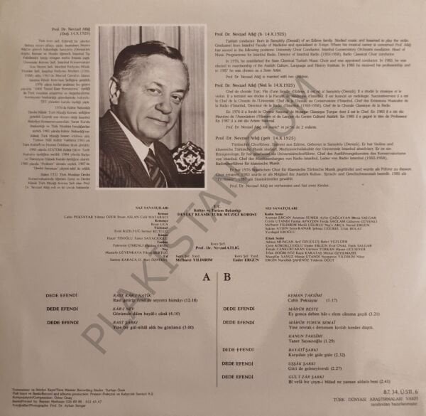 Prof. Dr. Nevzad Atlığ & Kültür Ve Turizm Bakanlığı Devlet Klasik Türk Müziği Korosu* – Dede Efendi & LP PLAK