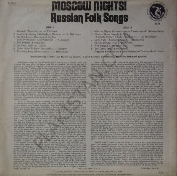 Moscow Nights! Russian Fok Songs Olympic LP PLAK
