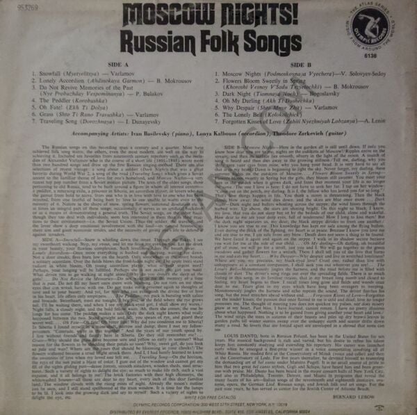 Moscow Nights! Russian Fok Songs Olympic LP PLAK