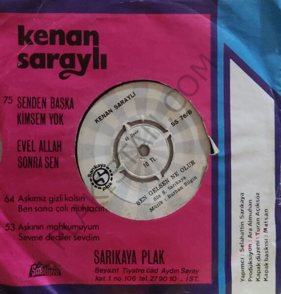 Kenan Saraylı - Ümit Gemisi 45 LİK PLAK