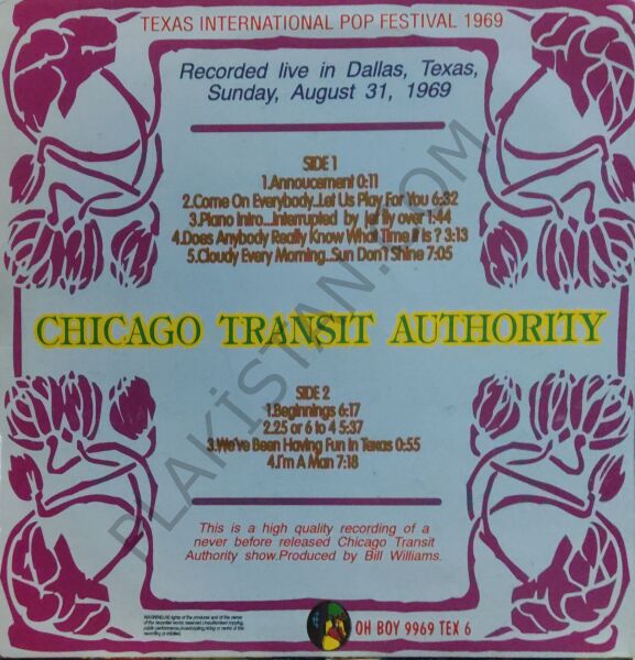 Chicago Transit Authority–( Mavi Renkli Plak ) Texas International Pop Festival LP PLAK