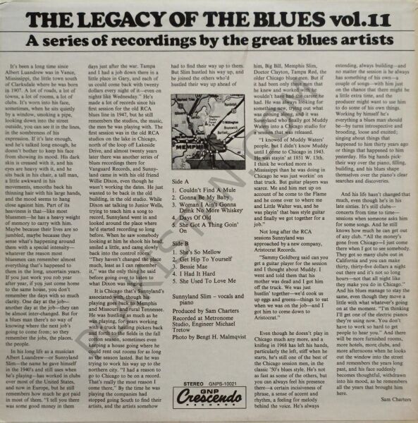 Sunnyland Slim – The Legacy Of The Blues Vol. 11 LP PLAK