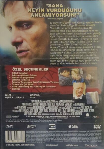 Şiddetin Tarihçesi Türkçe Dublaj Ed Harris Viggo Mortensen William Hurt Maria Bello DVD FİLM
