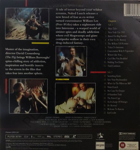 Naked Lunch. Peter Weller. Original Advert 1992 LASERDİSC
