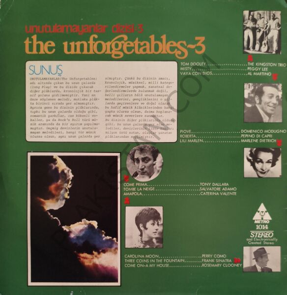 The Unforgetables -  Unutulmayanlar Dizisi: 3 LP PLAK