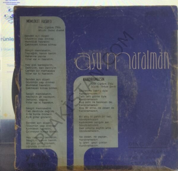Asu Maralman Kandıramazsın 45 LİK PLAK