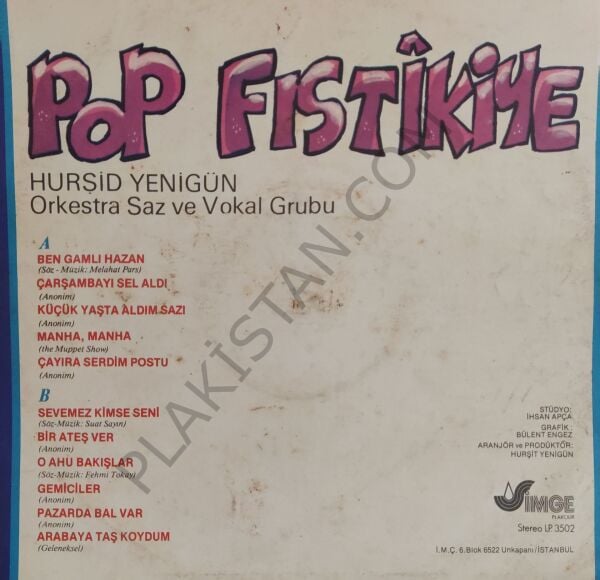 Hurşid Yenigün Orkestra Saz Ve Vokal Grubu Pop Fıstikiye LP