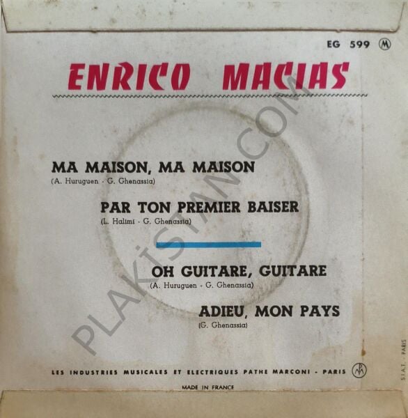 ENRICO MACIAS ma maison 4 ŞARKI EP PLAK