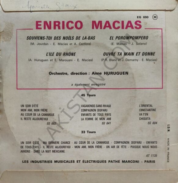 Enrico Macias – L'amour, C'est Pour Rien 4 ŞARKI EP PLAK