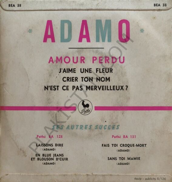 Adamo – Amour Perdu 4 ŞARKI EP PLAK