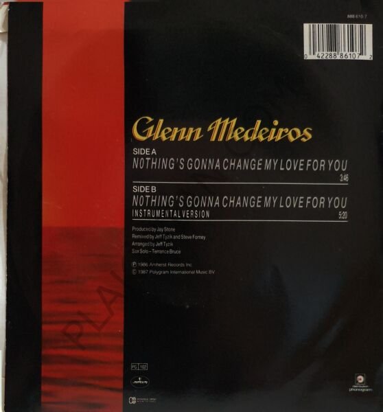 Glenn Medeiros – Nothing's Gonna Change My Love For You 45 LİK PLAK