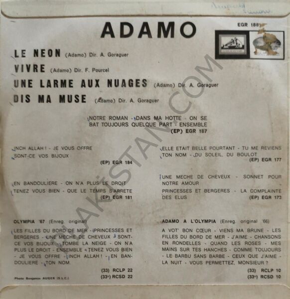 Adamo – Le Néon 4 ŞARKI EP PLAK