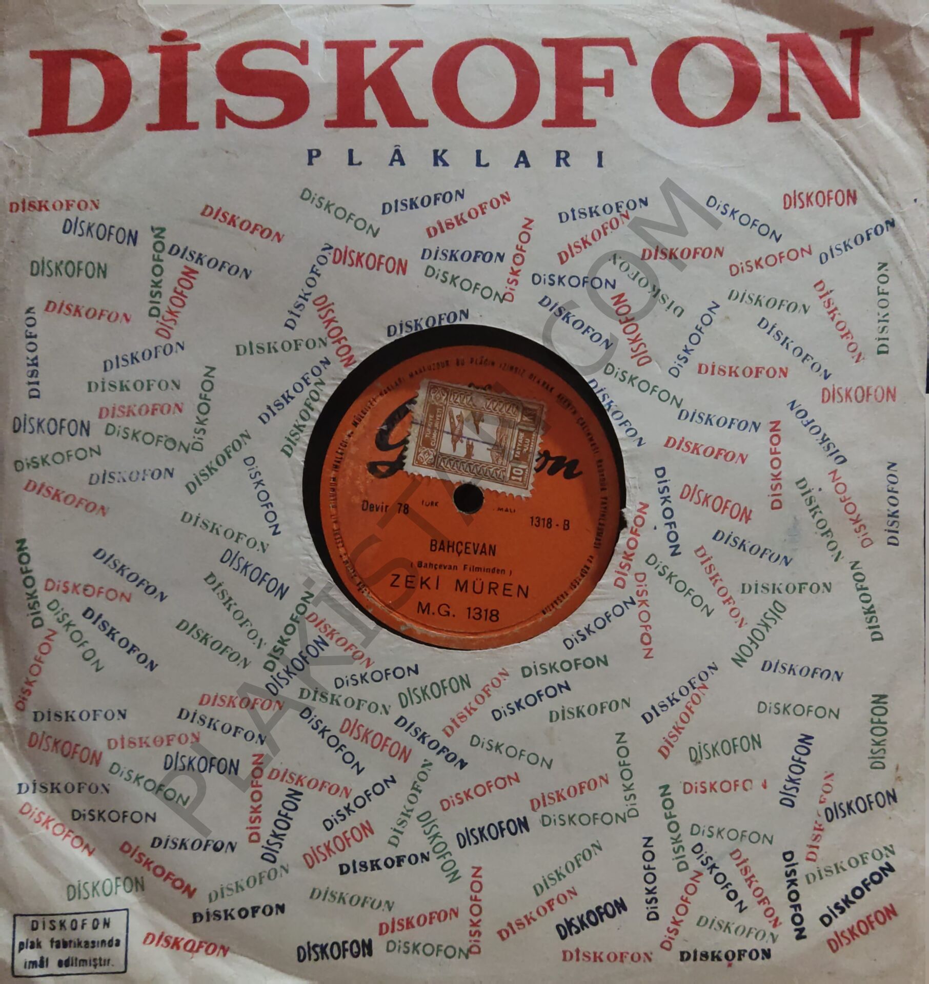 Zeki Müren- Bahçevan - 78 devir Taş plak