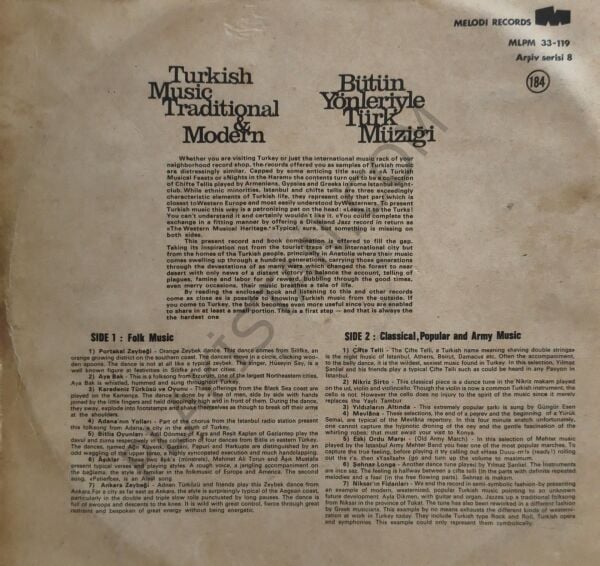 Turkish Music Traditional & Modern  Bütün Yönleriyle Türk Müziği LP PLAK