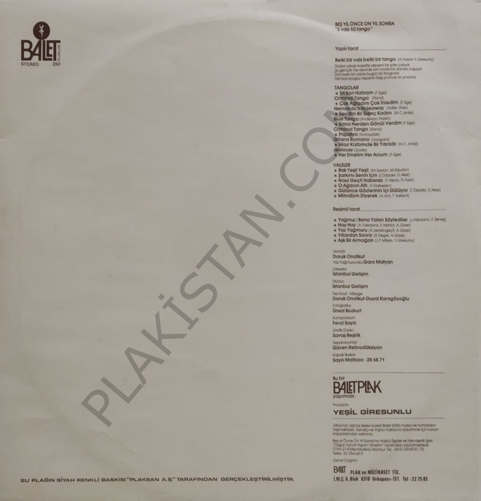 Beş Yıl Önce On Yıl Sonra LP