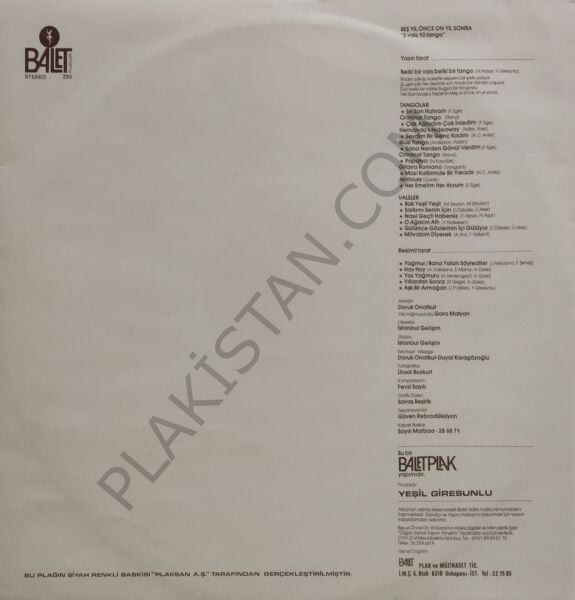 Beş Yıl Önce On Yıl Sonra LP PLAK