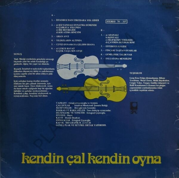 Ertuğrul Çayıroğlu Ve Avenesi &  Kendin Çal Kendin Oyna LP PLAK