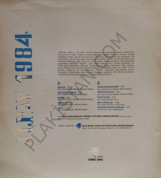 Alpay 1984 Sevgilerle LP