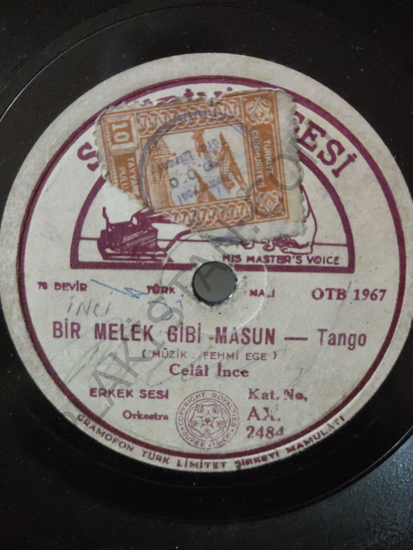 Celal İnce - Bir Melek Gibi Masum tango - 78 devir taş plak