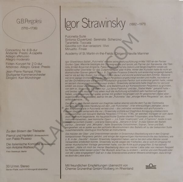 G. B. Pergolesi* / Igor Strawinsky* – Moderne Meisterwerke (Komponiert Nach Klassischen Vorlagen LP PLAK