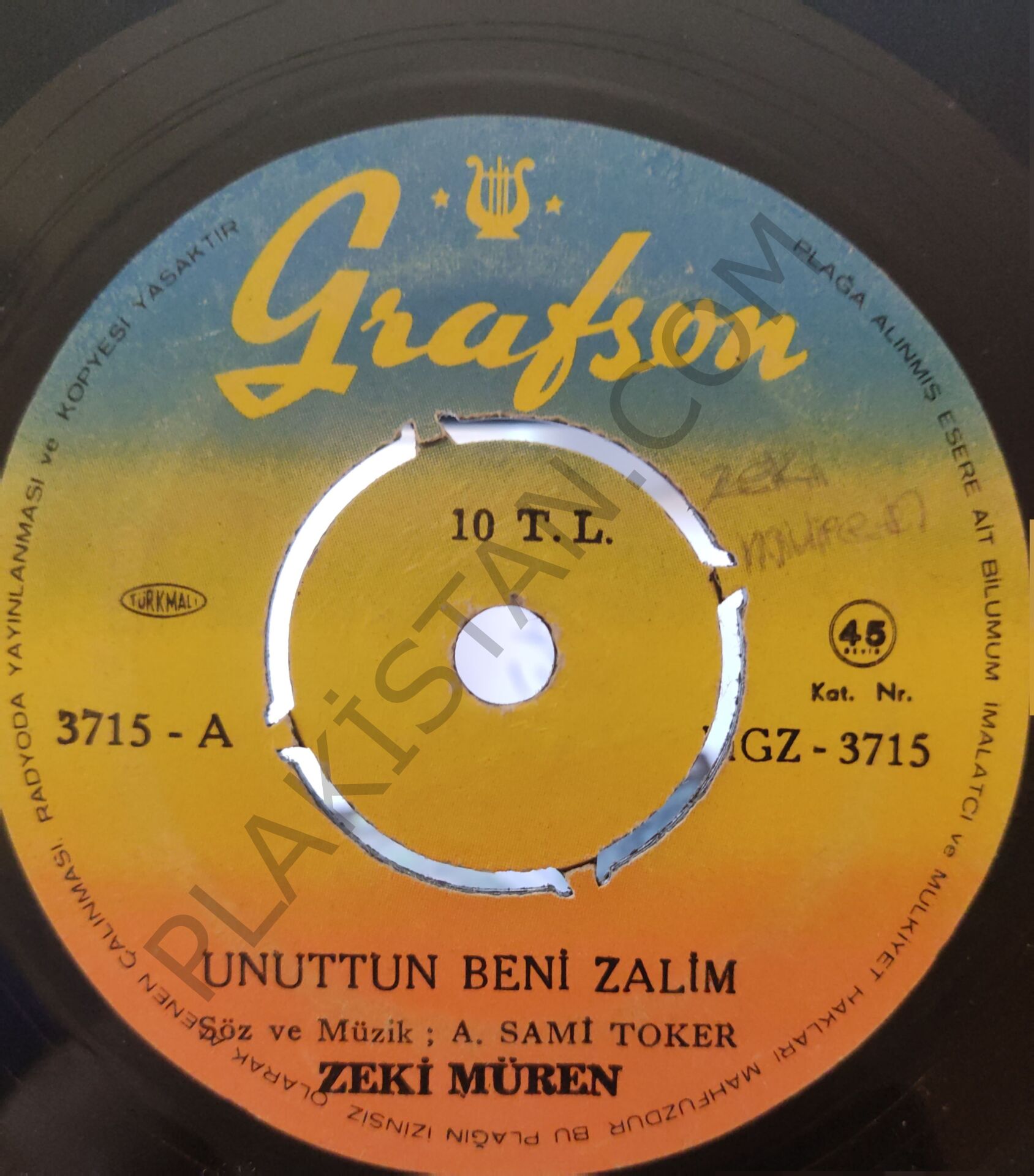 Zeki Müren Unuttun Beni Zalim 45lik