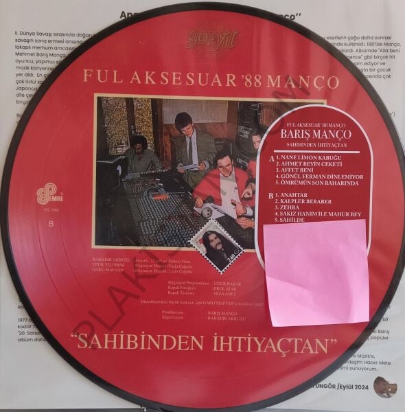 Barış Manço – Ful Aksesuar '88 Manço ''Sahibinden İhtiyaçtan- Picture plak LP