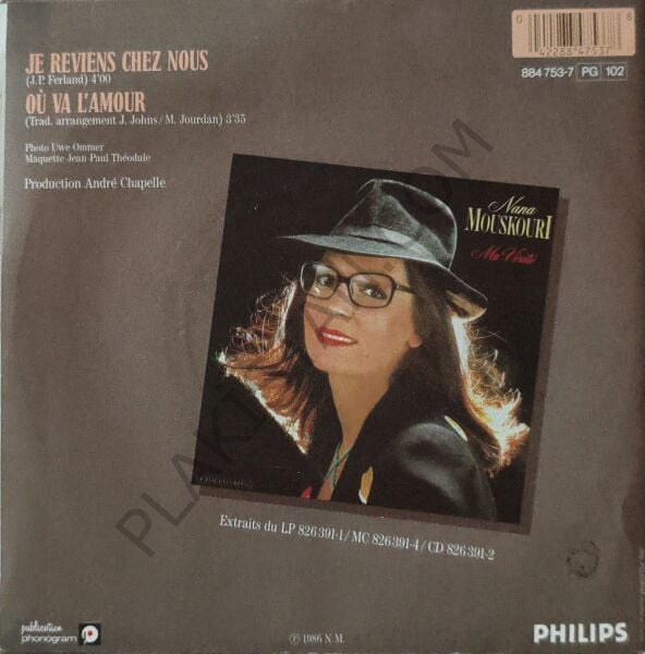 Nana Mouskouri – Je Reviens Chez Nous 45 LİK PLAK