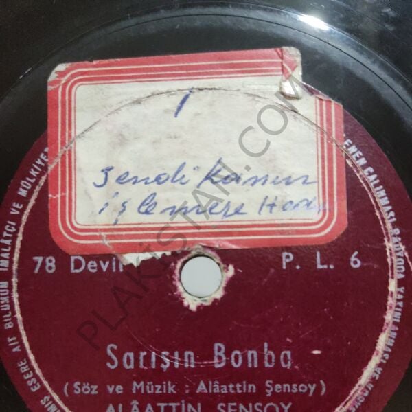 Alaattin Şensoy- Ağlarım Derdim Büyük- 78 devir taş plak