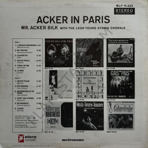 Mr. Acker Bilk* With The Leon Young String Chorale – In Paris LP PLAK
