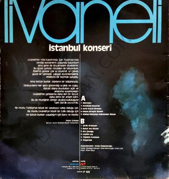 Zülfü Livaneli İstanbul Konseri LP