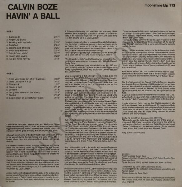 Calvin Boze And His All-Stars Featuring Maxwell Davis – Havin' A Ball LP PLAK