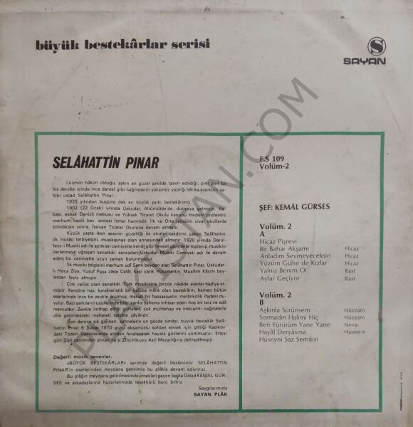 Büyük Bestekarlar Serisi Selahattin Pınar Şef Kemal Gürses LP