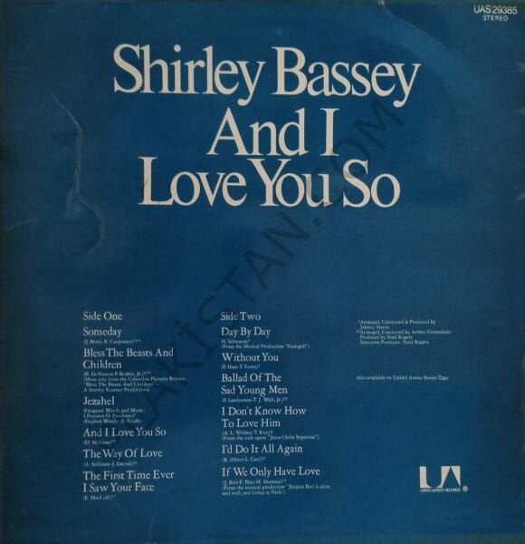 SHIRLEY BASSEY - AND I LOVE YOU SO LP PLAK