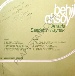 Behiye Aksoy - Anılarla Saadettin Kaynak LP