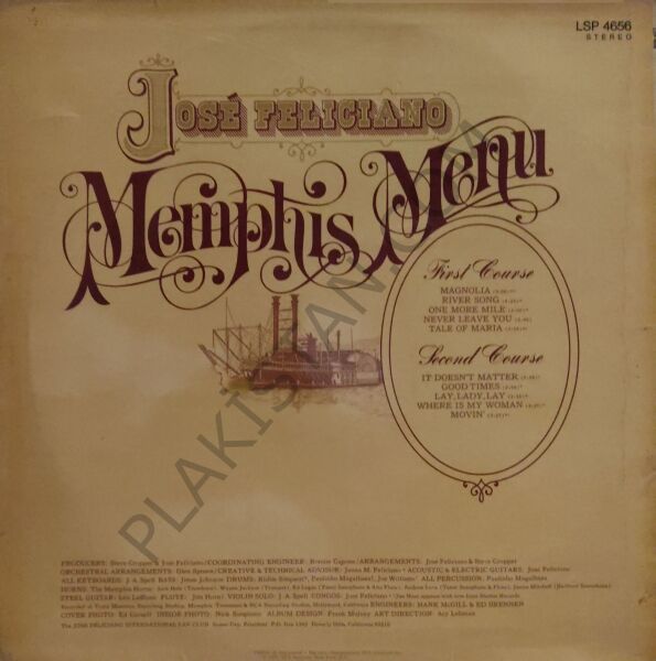 Jose Feliciano Memphis Menu LP PLAK