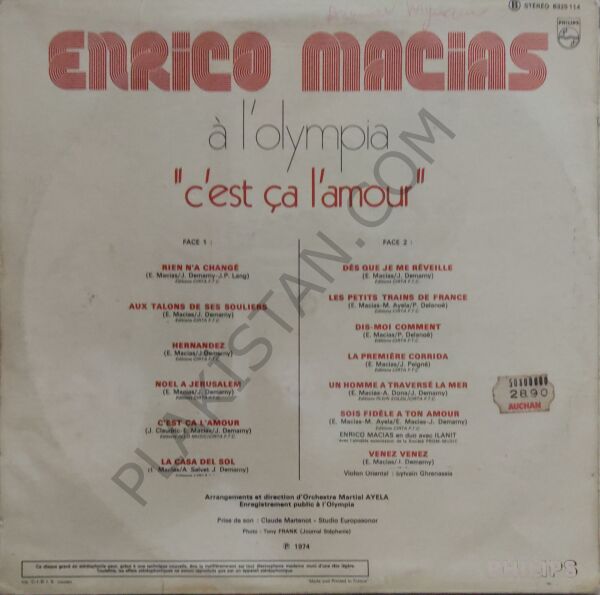 Enrico Macias – A L'Olympia ''C'Est Ca L'Amour LP PLAK